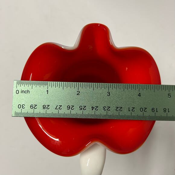 Vintage 1960's Kanawha Milk Glass Pitcher Encased with Red Glass - Picture 9 of 10